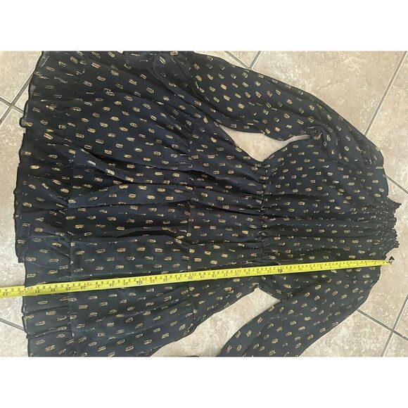 OPT M Mini Dress Metallic Accents LS High Neck Ruffle - Picture 4 of 7